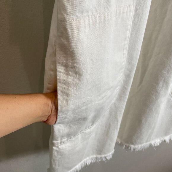 Everlane Womens XL Denim Workwear Shirt Dress Frayed Hem in Bone Organic Cotton - Picture 8 of 15